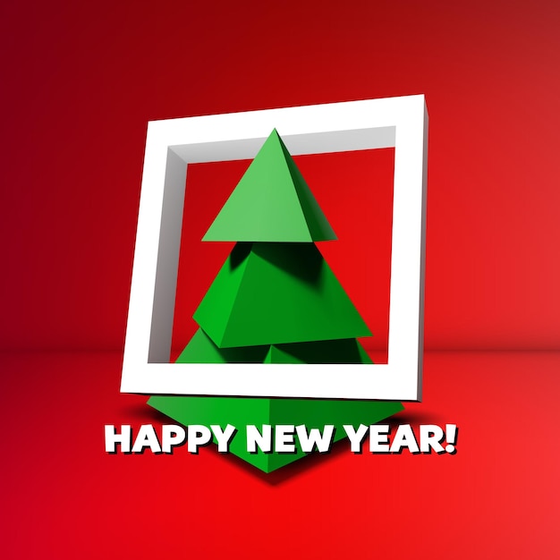 Sapin De Noël Low Poly Avec Cadre