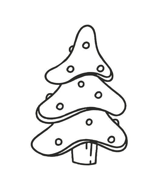 Sapin de Noël vecteur épinette Illustration Doodle isolé sur fond blanc Concept de Noël