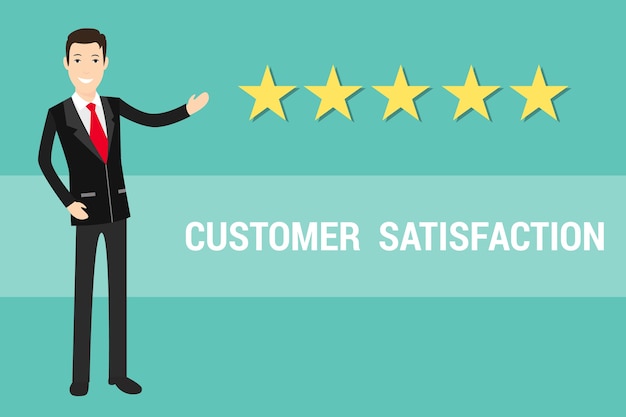 Satisfaction du client avec l'homme d'affaires