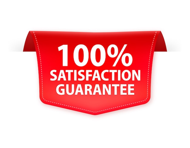 Satisfaction garantie étiquette rouge avec ruban Illustration vectorielle
