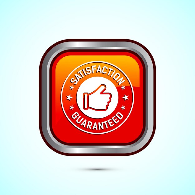 Satisfaction garantie icône de conception illustration 100 pour cent de satisfaction badge étiquette signe couleur orange dessin de bouton carré
