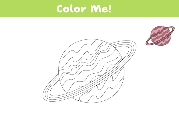 Saturne à Colorier Page De Livre à Colorier Pour Enfants Illustration Vectorielle