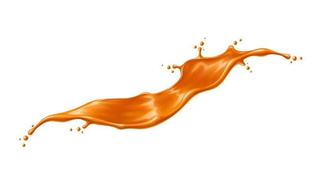 Sauce caramel sirop d'onde éclaboussure de bonbons fondus bruns
