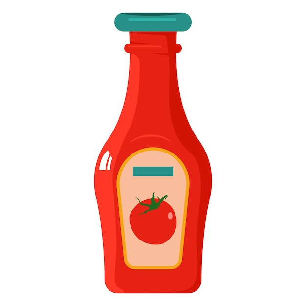 Vecteur sauce tomate en illustration de dessin animé de vecteur de bouteille isolée sur fond blanc.