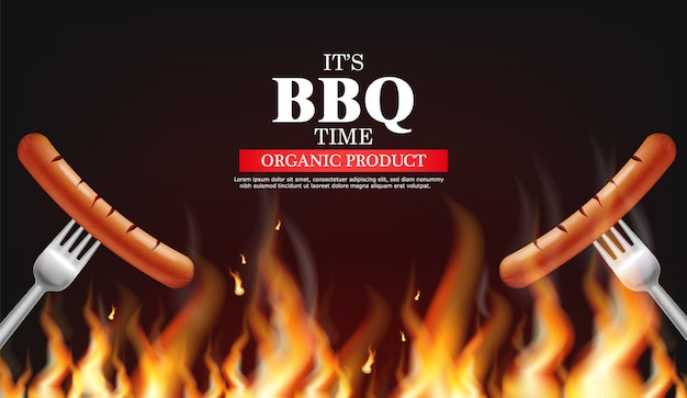 Saucisse barbecue en feu