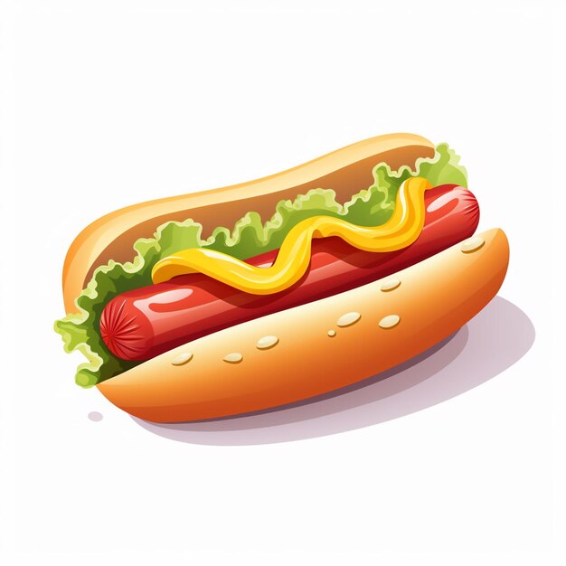 Vecteur saucisse vecteur hot-dog pain aliment illustration moutarde chaud américain rapide chignon design viande