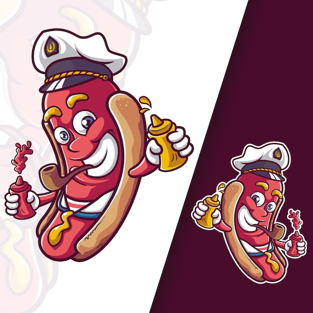 Sausage Hotdog Captain Mascot Personnages