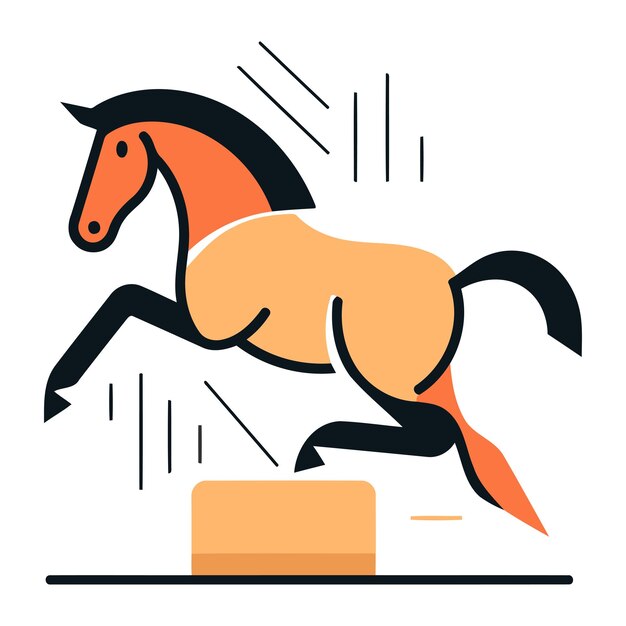 Vecteur saut de cheval sur des obstacles illustration vectorielle dans le style de conception plate