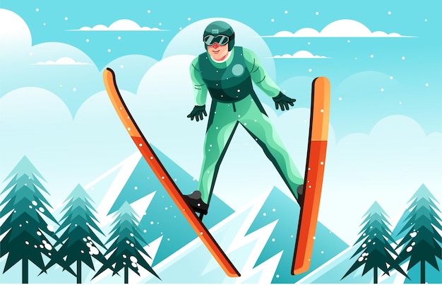 Saut à Ski, Sport, Illustration