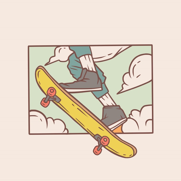 Sauter Le Skate Dans Les Airs Sticker Premium
