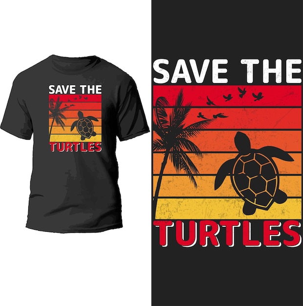 Vecteur sauver la conception de t-shirt des tortues.
