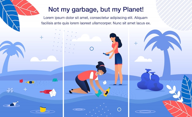Vecteur sauver la planète de la bannière de déchets en plastique