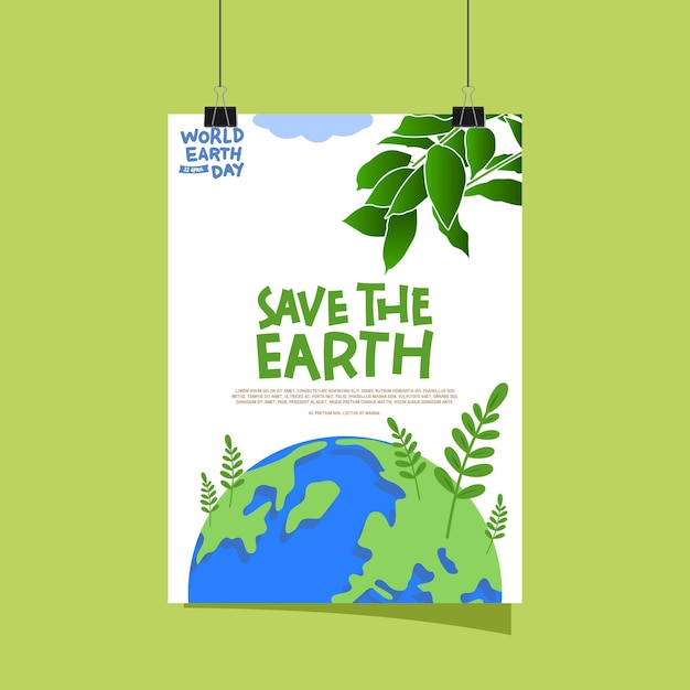 Sauvez Le Modèle D'affiche Verticale De La Terre