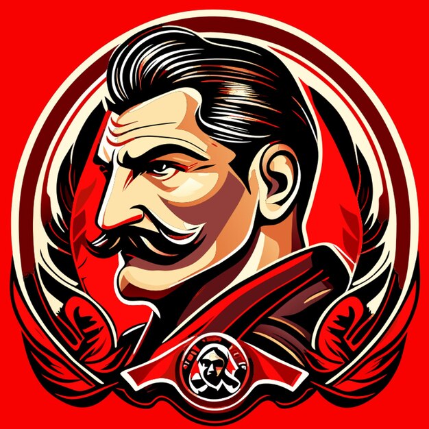 Vecteur savac pas d'homme boucle d'oreille acteur bussines homme moustaché le logo de l'armée rouge illustration vectorielle