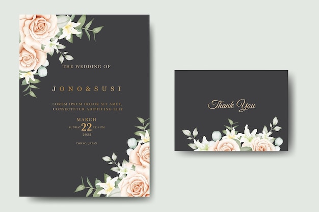 Save The Date Fleur Roses Aquarelle