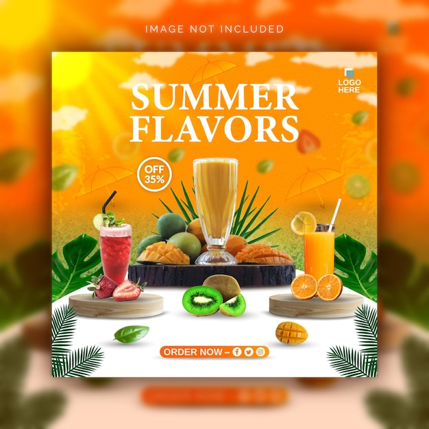 Saveurs de fruits spéciaux d'été Concept de publicité Instagram unique modifiable Modèle de publication sur les médias sociaux