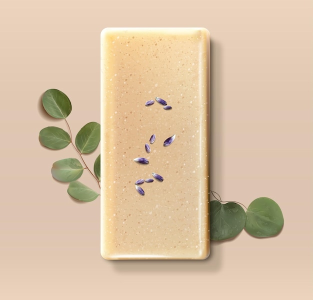 Savon biologique réaliste cosmétique savon végétal isolé vecteur cosmétiques écologiques