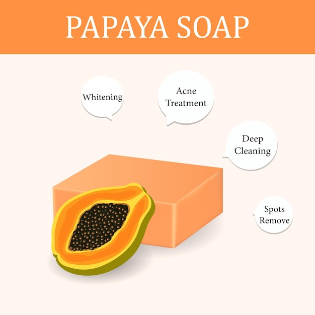 Vecteur savon à la papaye pour le soin de la peau du visage et du corps