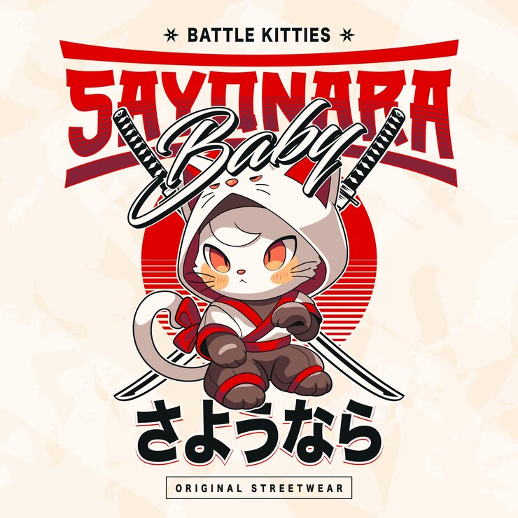 Vecteur sayonara bébé maneki neko