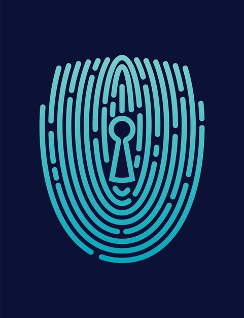 Scan d'empreintes digitales Sécurité ou système d'identification basé sur les lignes du pouce Conception de données biométriques Technologie futuriste Illustration vectorielle