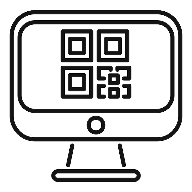 Scanner le code à barres de l'icône de l'ordinateur vecteur de contour reçu en ligne