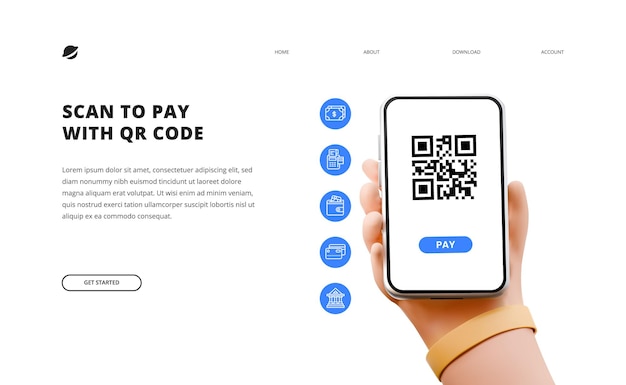 Scannez Le Code Qr Pour Payer La Finance Bancaire Numérique Dessin Animé Mignon Tenant Le Téléphone Avec L'icône De La Finance D'entreprise