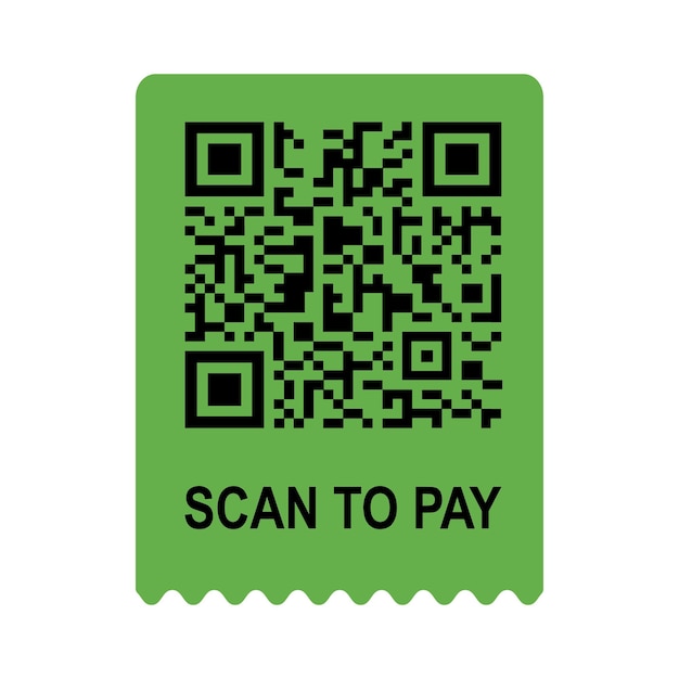 Scannez-moi l'étiquette du téléphone. Scannez le Qrcode pour payer. Illustration isolée sur fond blanc. Dessin animé. Vecteur.