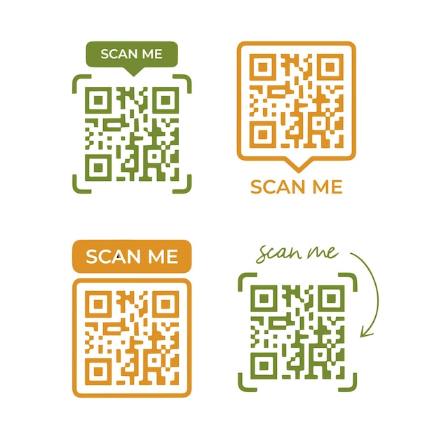 Scannez-moi les icônes de code-barres de téléphone d'autocollant de code QR