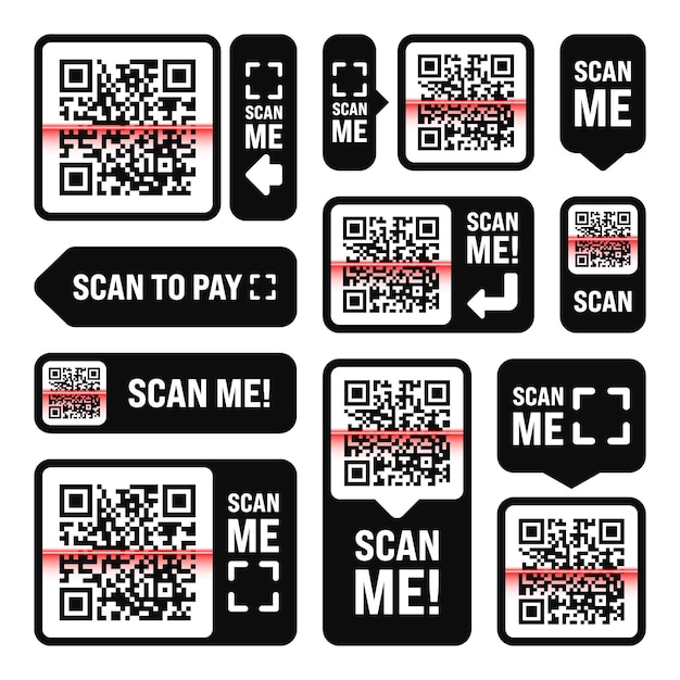 Vecteur scannez-moi qr code autocollant paiement en ligne offre spéciale vente autocollants achat étiquette de remise ou