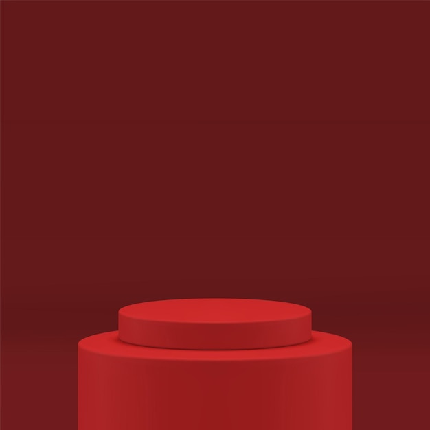 scène 3d cylindre podium rouge cercle forme géométrique célébration de l'événement arène réaliste vecteur