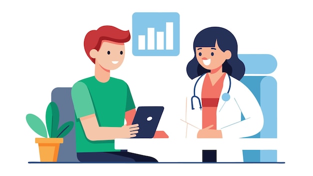 Vecteur scène de chambre de clinique familiale avec des médecins ou des infirmières fournissant des diagnostics médicaux