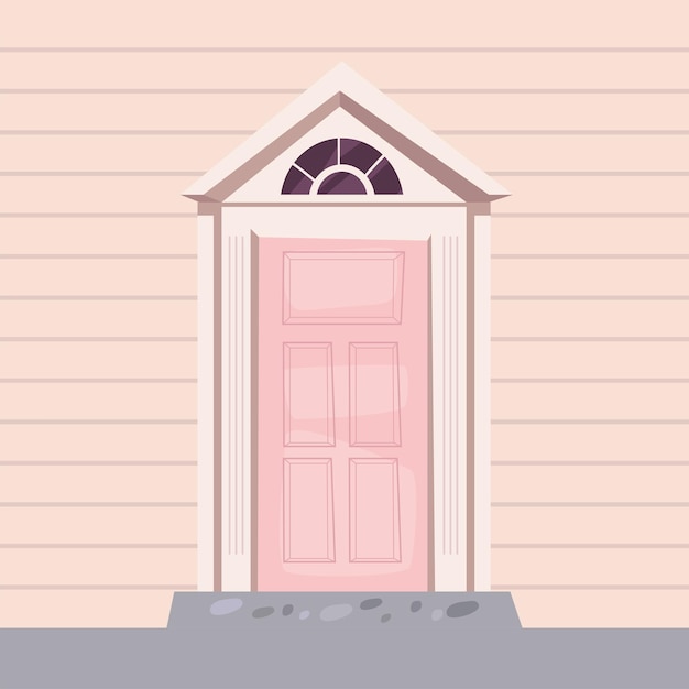Scène de couleur de porte d'entrée rose