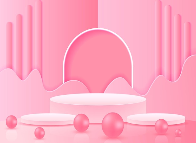 Scène du podium en 3D rose