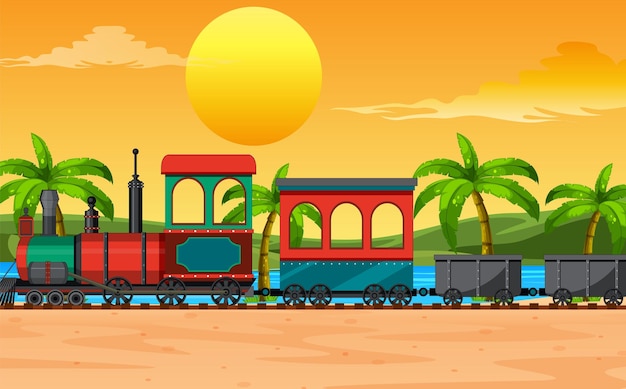 Scène Extérieure Avec Un Train De Locomotive à Vapeur