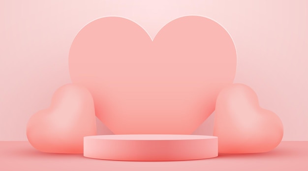 Scène de la fête de la Saint-Valentin, arrière-plan de la présentation du produit, maquette du spectacle, podium du produit cosmétique.