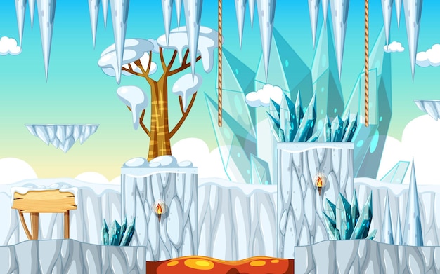 Une Scène De Grotte De Glace De Modèle De Jeu