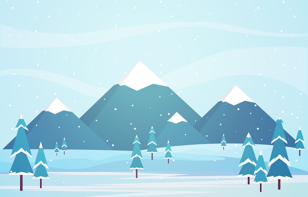 Scène d'hiver paysage de neige avec des pins