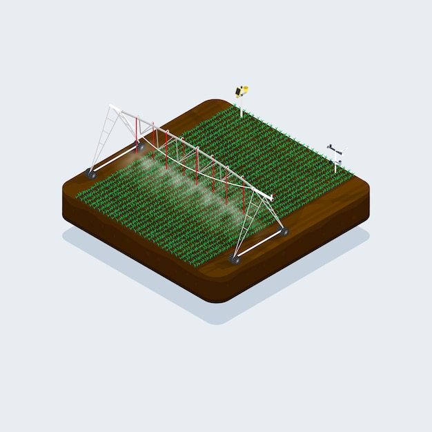 Scène Isométrique Du Système D'irrigation