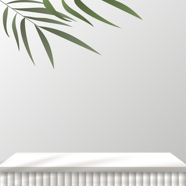 Scène minimale abstraite avec des formes géométriques Podium blanc sur fond blanc pour la présentation du produit