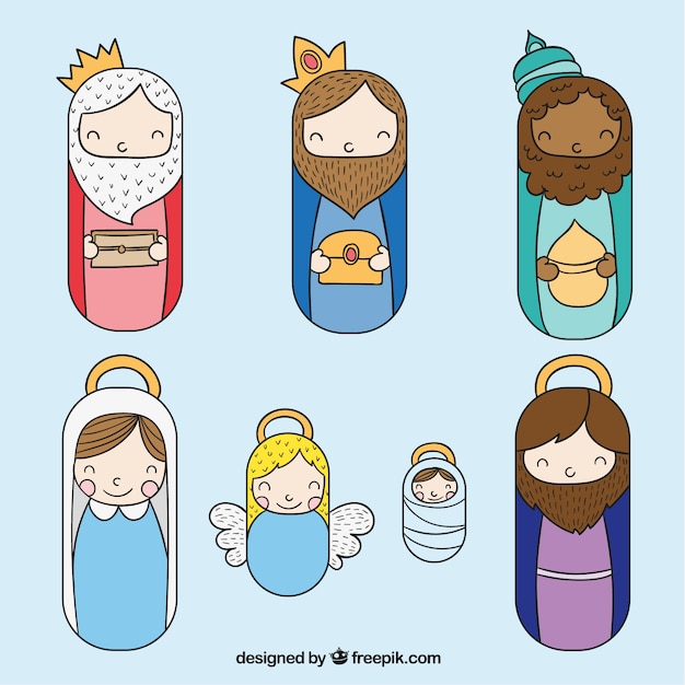 Scène De La Nativité Icons Set