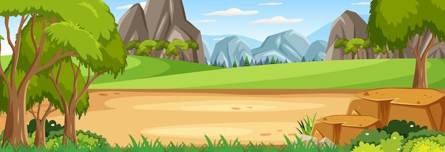 Scène de paysage panoramique avec prairie vierge
