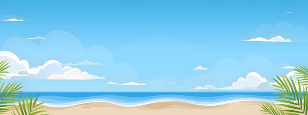 Scène de plage d'été avec ciel bleu et océan