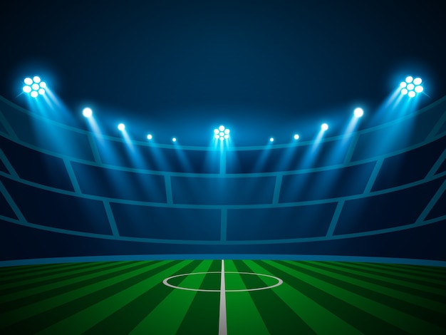 Scène de projecteur de stade éclairée