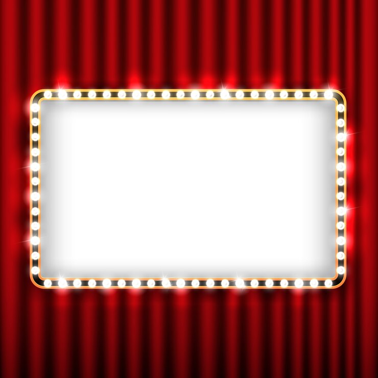 Vecteur scène de théâtre avec rideau rouge et cadre doré