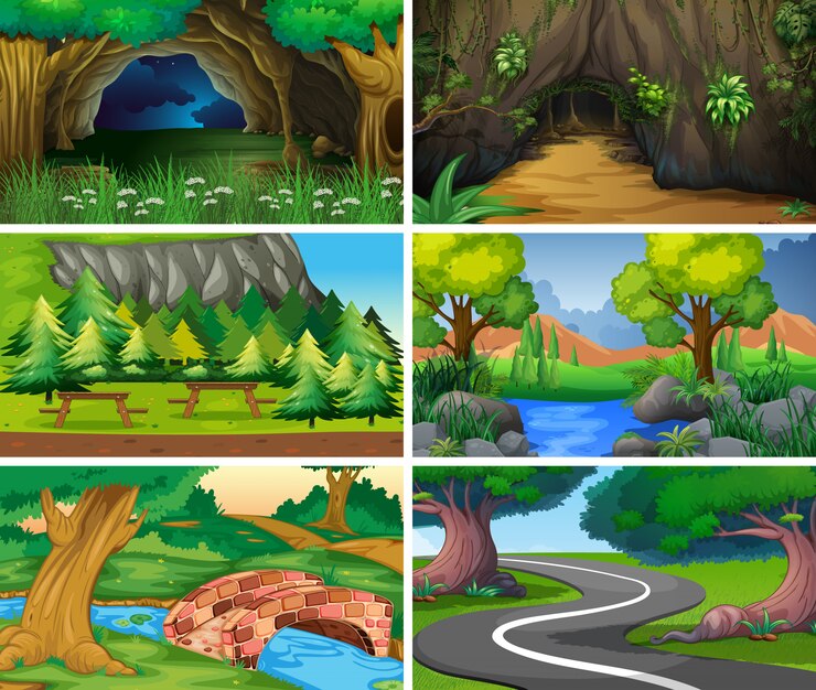 Vecteur scènes de nature de paysage vides et vierges