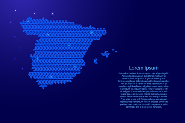 Schéma Abstrait De La Carte De L'espagne Avec Des Triangles Bleus