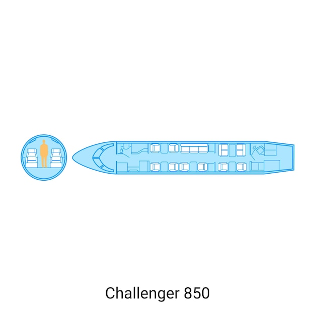 Vecteur schéma de l'avion challenger 850 civil aircraft guide