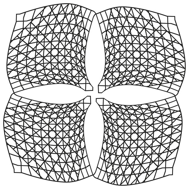 Schéma de courbe d'intersection Formes de structure de toile Grille vectorielle décorative Symbole abstrait noir