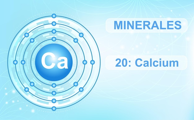 Schéma électronique de la coquille du minéral Ca calcium le 20e élément du tableau périodique