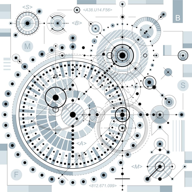 Schéma mécanique, dessin d'ingénierie vectoriel avec des parties géométriques du mécanisme. Un projet industriel futuriste peut être utilisé dans la conception de sites Web et comme papier peint.